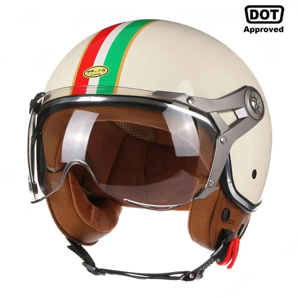 New Open Face 3/4 Motorcycle Helmet Retro Motorbike Helmets Vintage Chopper Capacete De Moto Bike Scooter With For Men Women DOT