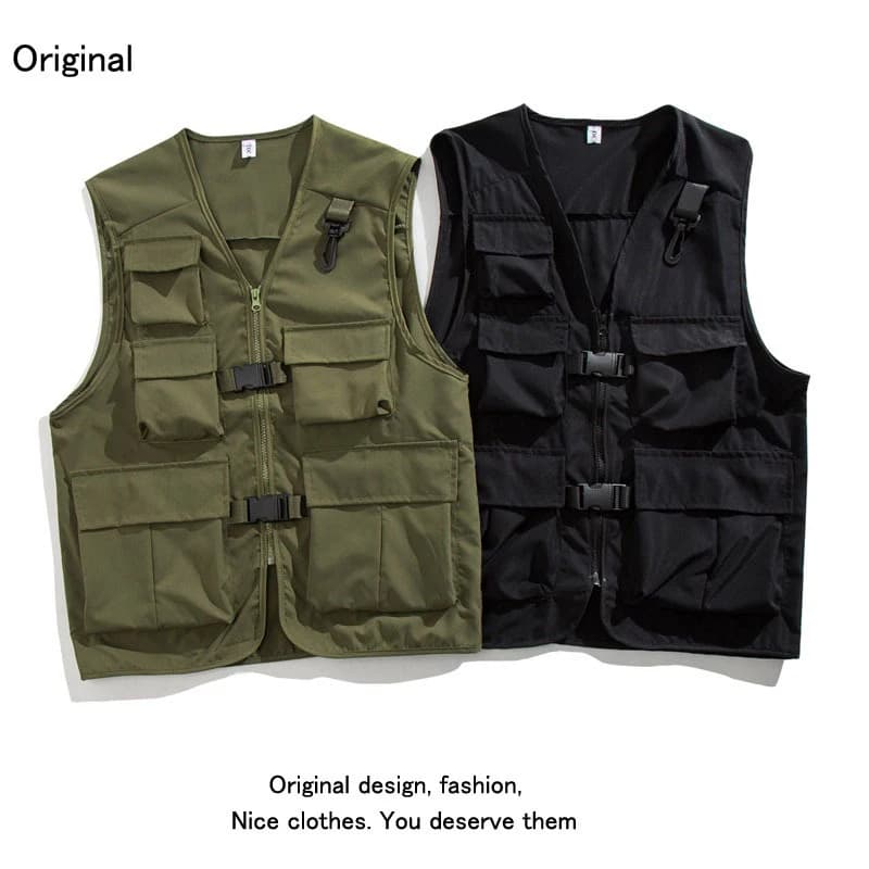 2024 New arrive Men's Casual Multi Pocket Sleeveless Vest Hiking Waterproof Jacket Outdoor Camping Fishing Vest