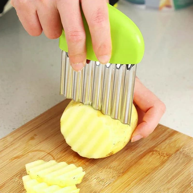 Stainless Steel French Fries Cutter Durable Potato Chip Slicer Wave Shape Potato Shred Artifact Potato Knife Kitchen Accessories