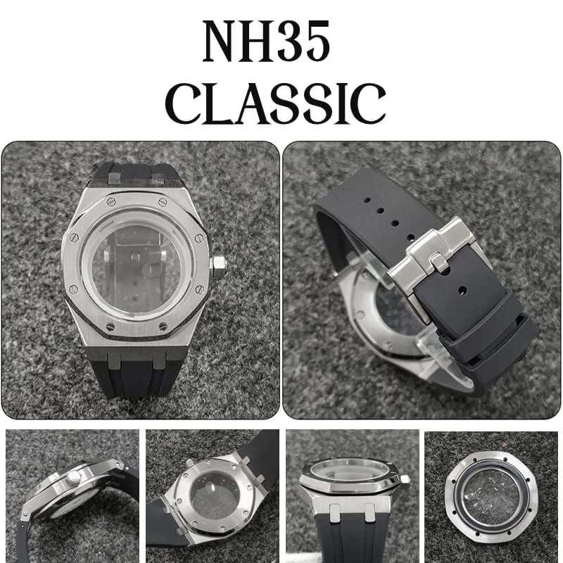 41mm Seiko SKX007 Watch Case Rubber Watchband Fits NH35 NH36 4R 7S Movement  28.5mm Dial Sapphire Crystal Glass Watch Mod Parts