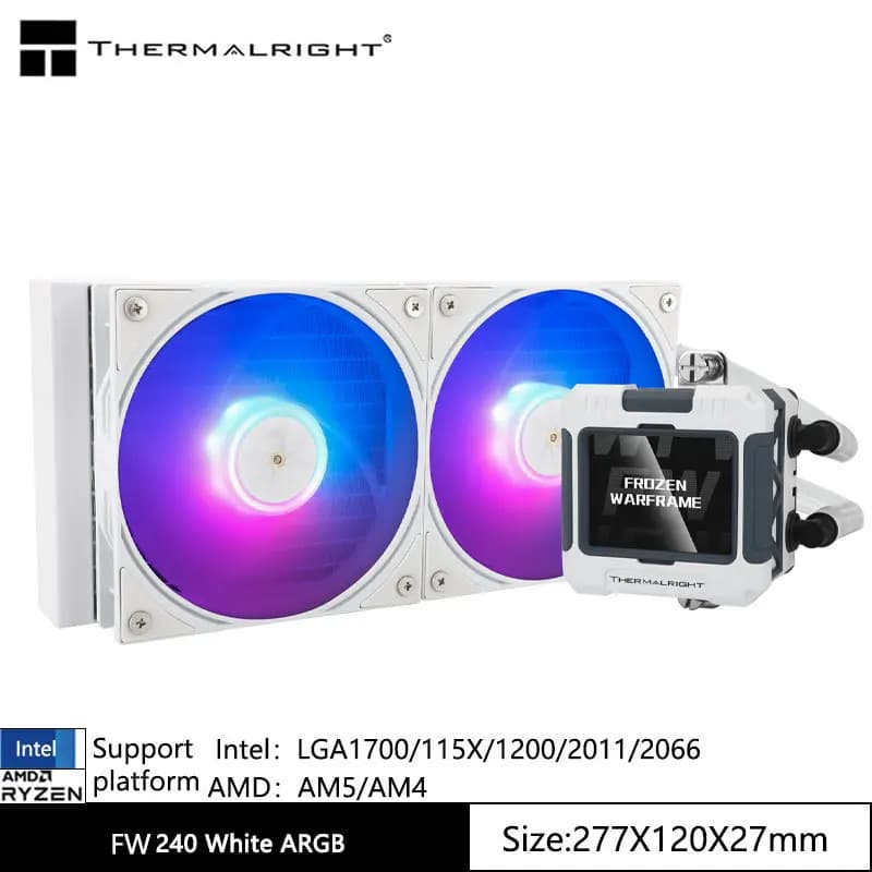 Thermalright FW 240 ARGB All -in -one water cold radiator,magnetically rotatable 2.4-inch LCD display,Support LGA1700/AM5/AM4