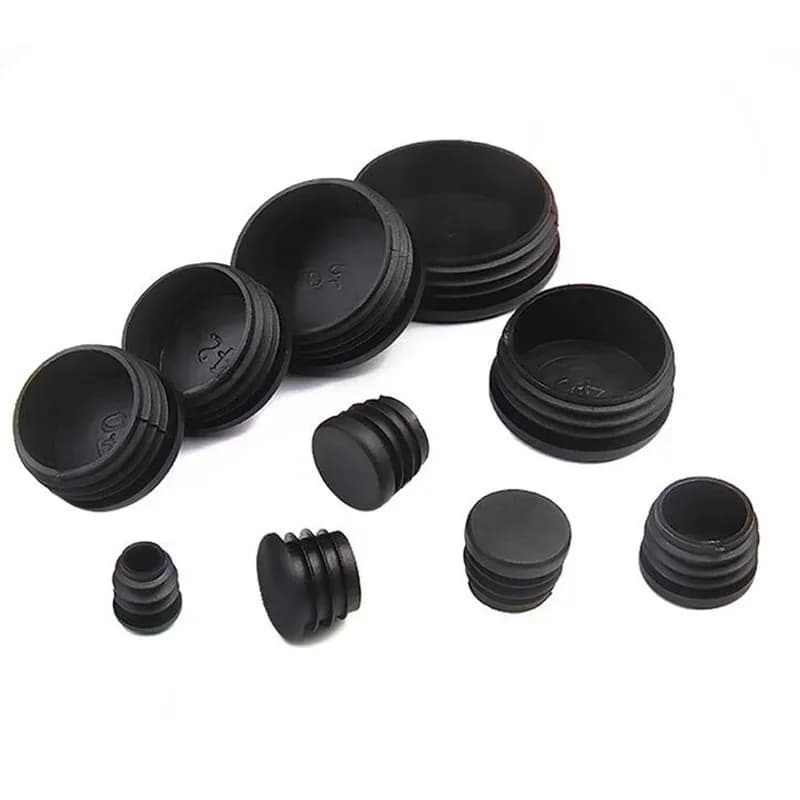 Plastic Black Round Pipe Plug 12~100mm Tube End Cap Dust Cover Protector Pads Leveling Feet Furniture Accessories