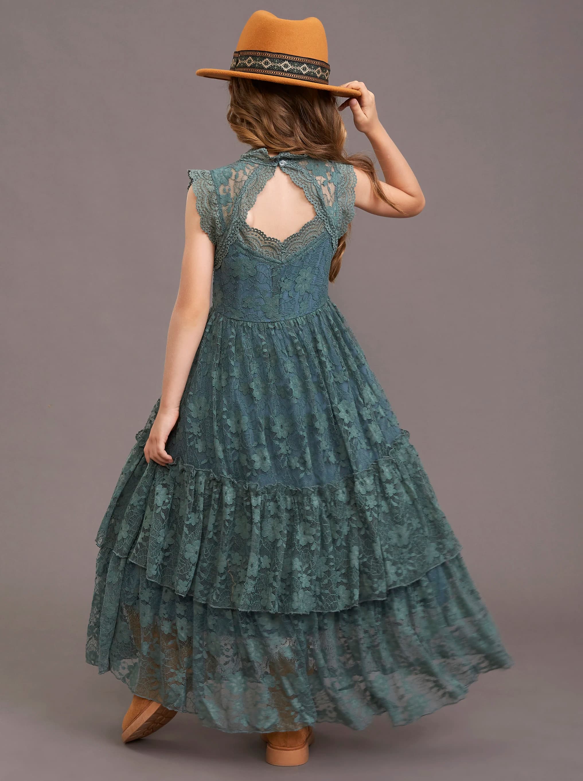 Summer Mesh New Print Lace Skirt Lace Wedding Flower Girl Solid Color Breathable Fashion Girls Party Dress