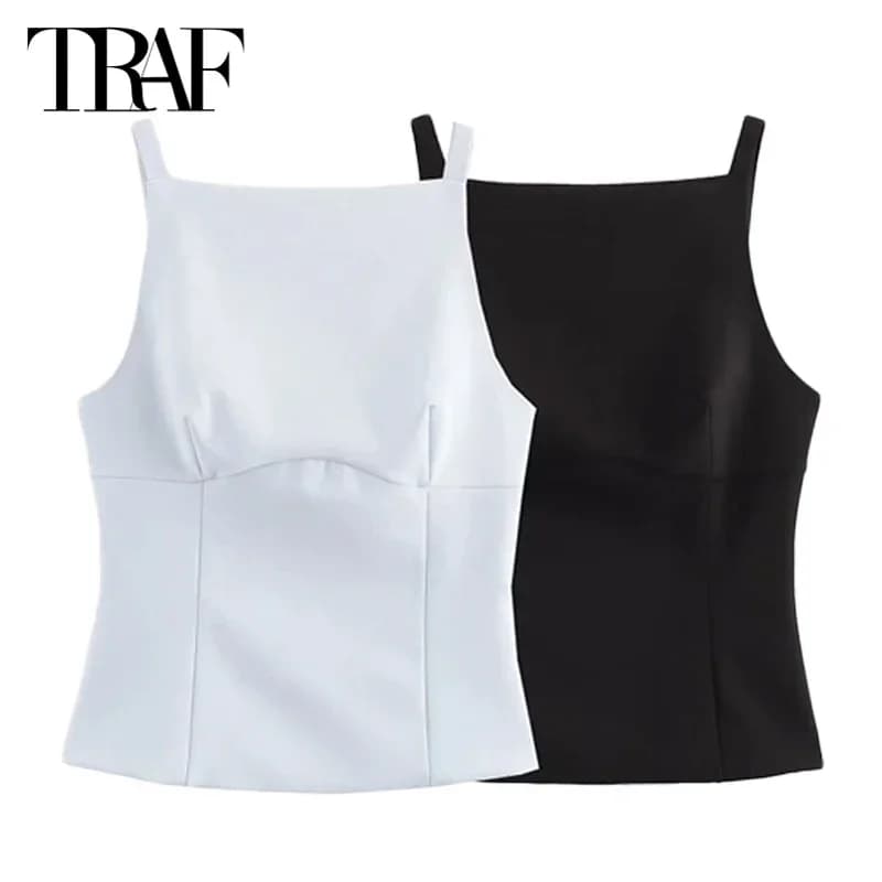 TRAF Butterfly Top Summer Y2K Tanks&Camis Tops Women 2024  Ladies Fashion White Black Backless Sexy Casual Sleevless Tank Tops