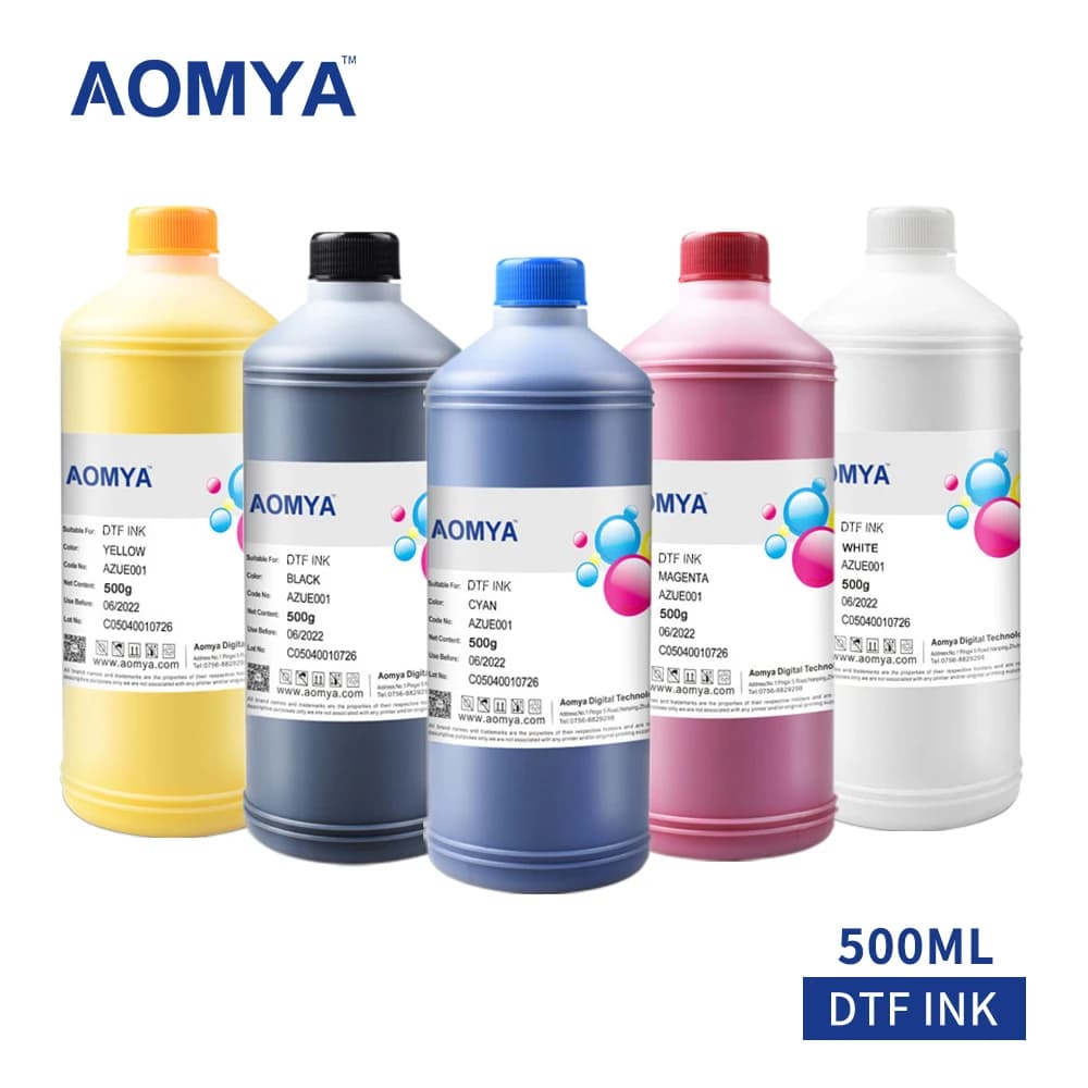 Aomya 500ML DTF Ink Transfer Ink For DTF Direct Transfer Film Printer For DTF Printing PET Film Printing and Transfer 5 Colors