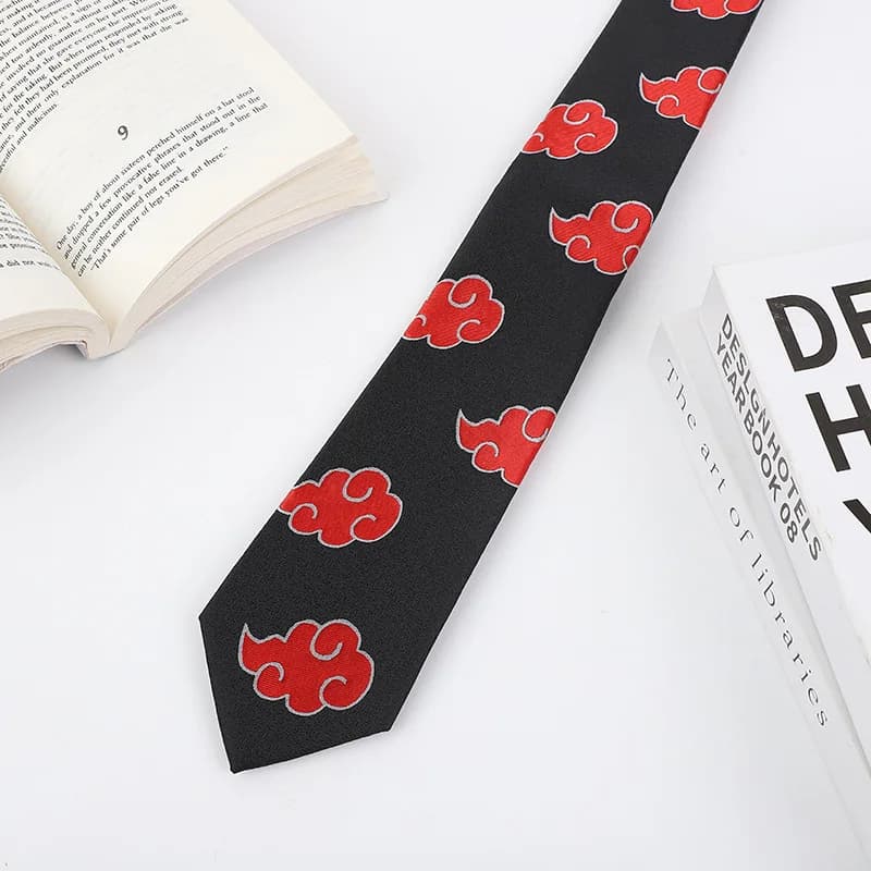 Brdwn Akatsuki Red Cloud Tie Cosplay Ninja Neckcloth Halloween Accessories Carnival Gifts Tie 145cm Necktie Cosplay Prop