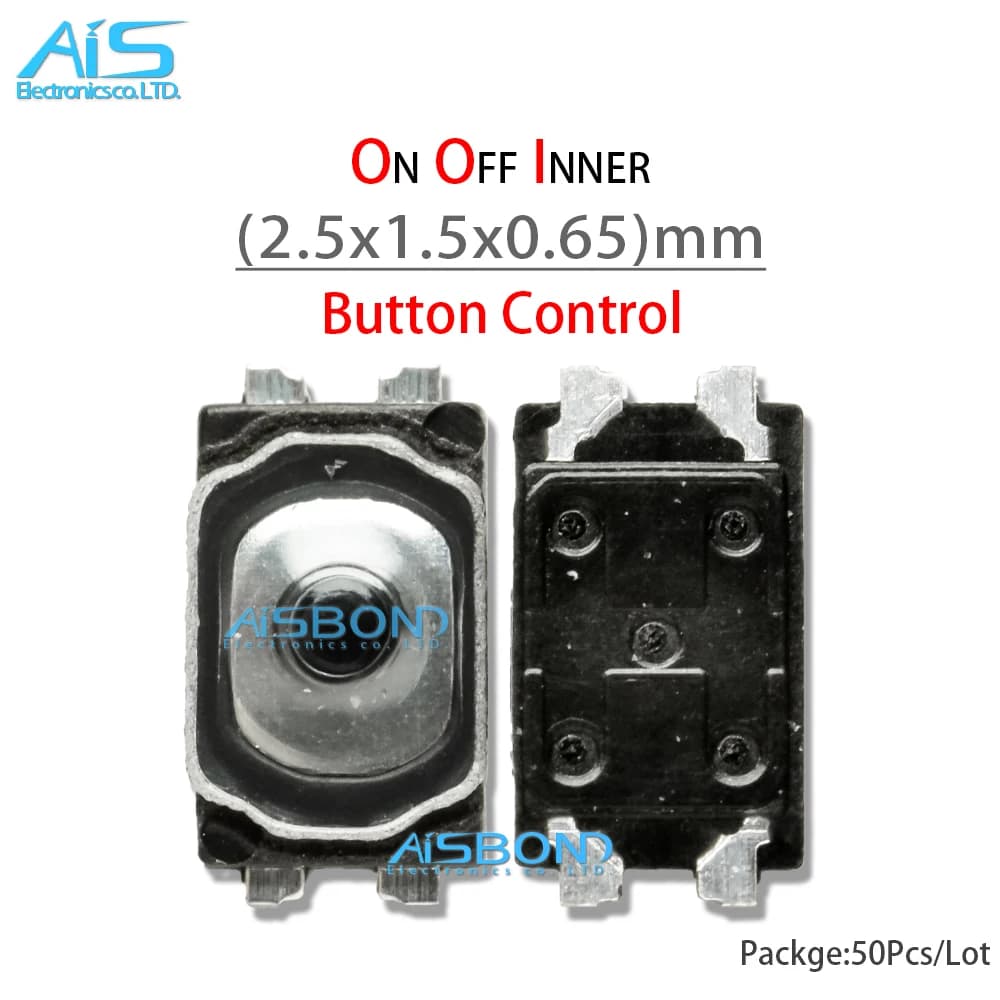 50Pcs/Lot Power On Off Inner Button Control Switch Tact 2.5*1.5*0.65mm For Xiaomi Note 4Pin Mobile Phone Micro Switch SMD