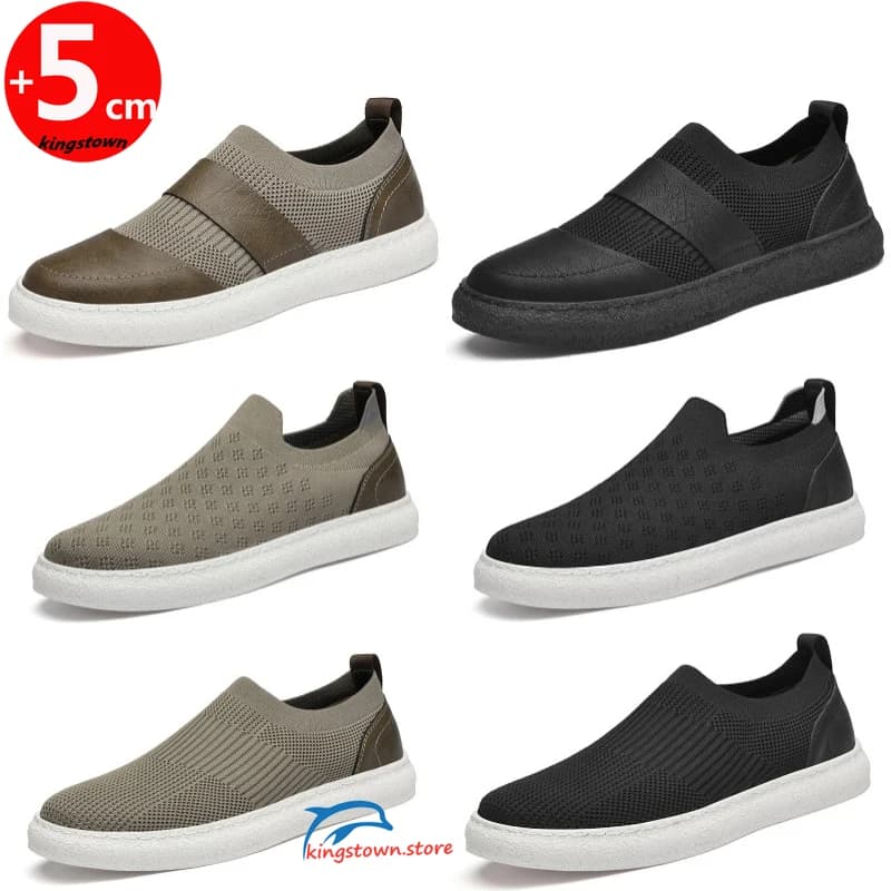 Loafers Men Sneakers Elevator Shoes Height Increase Insole 6cm Man Plus Size 37-44