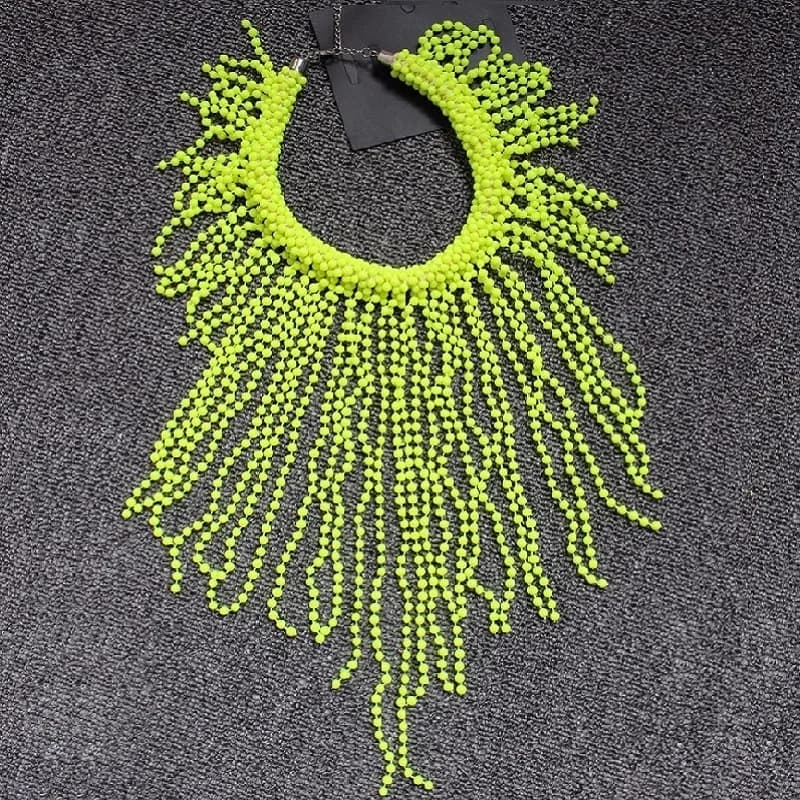 CHIC Statements DIY Beads Neck Accessories For Women Trendy Neon Yellow Necklace Order Extra Shipping Cost Freight As Required
