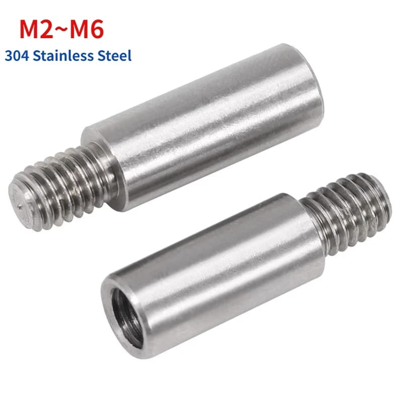 304 Stainless Steel Threaded Pillar M2 M2.5 M3 M4 M5 M6 *L+4/6/8mm Round Spacing Screw PCB Standoff Spacer Single Head Column