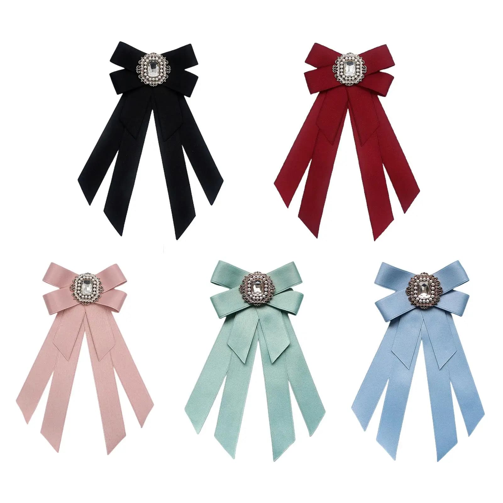 Women Bow Tie Ribbon Brooch Pin for Women Ladies Girl Clothing Accessories Jabot Bowtie Neck Tie for Evenieng Party Ceremony