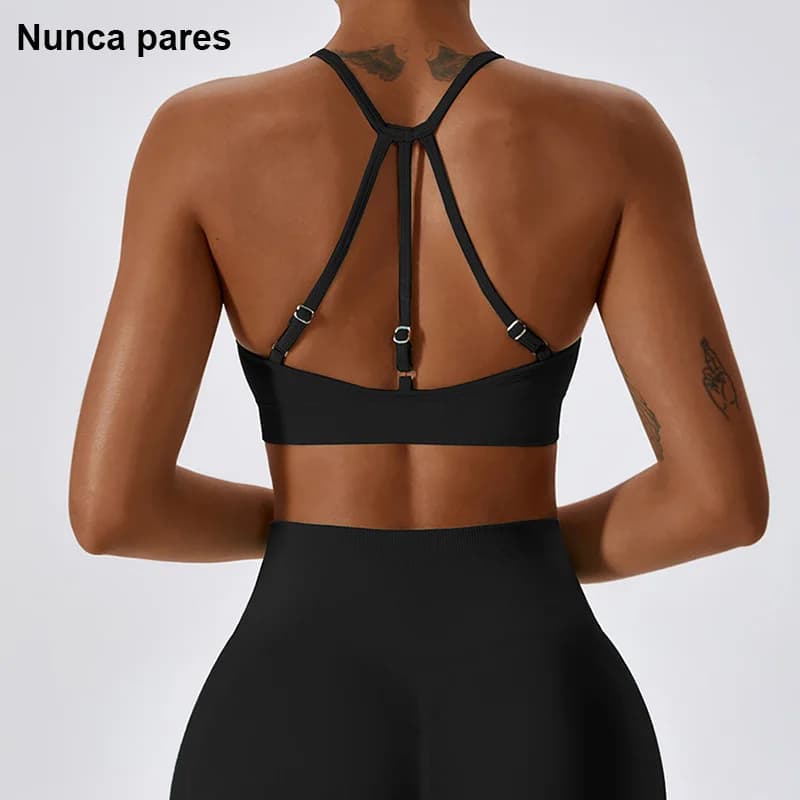 High Neck Open Back Sports Bra Women Athletic Yoga Tank Top
