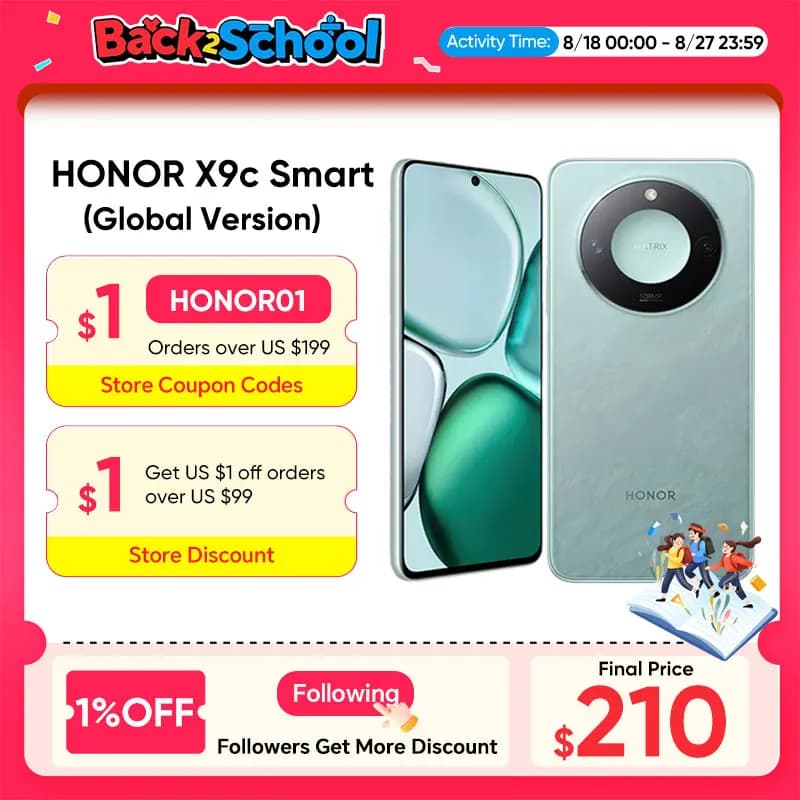 HONOR X9c Smart Global Version 5G Smartphone Dimensity 7025 Ultra 6.8" 120Hz LCD Display 108MP Ultra Camera 5800mAh Battery