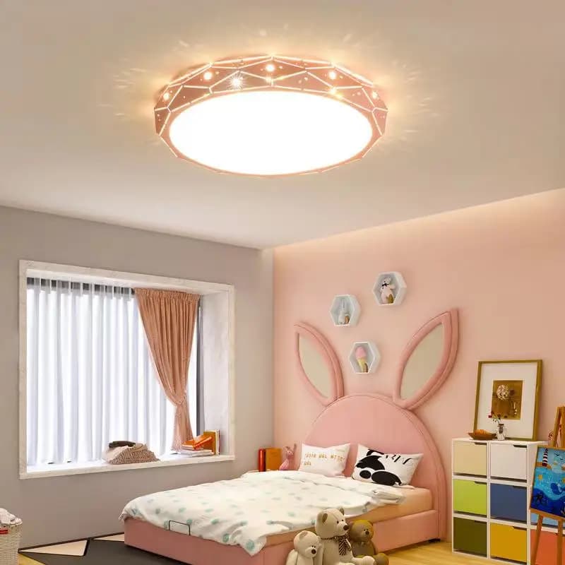 Princess Ceiling Chandelier Starry Night Light Girl Room Deco Pink Round led ceiling lights Kids Baby Bedroom Study Ceiling Lamp