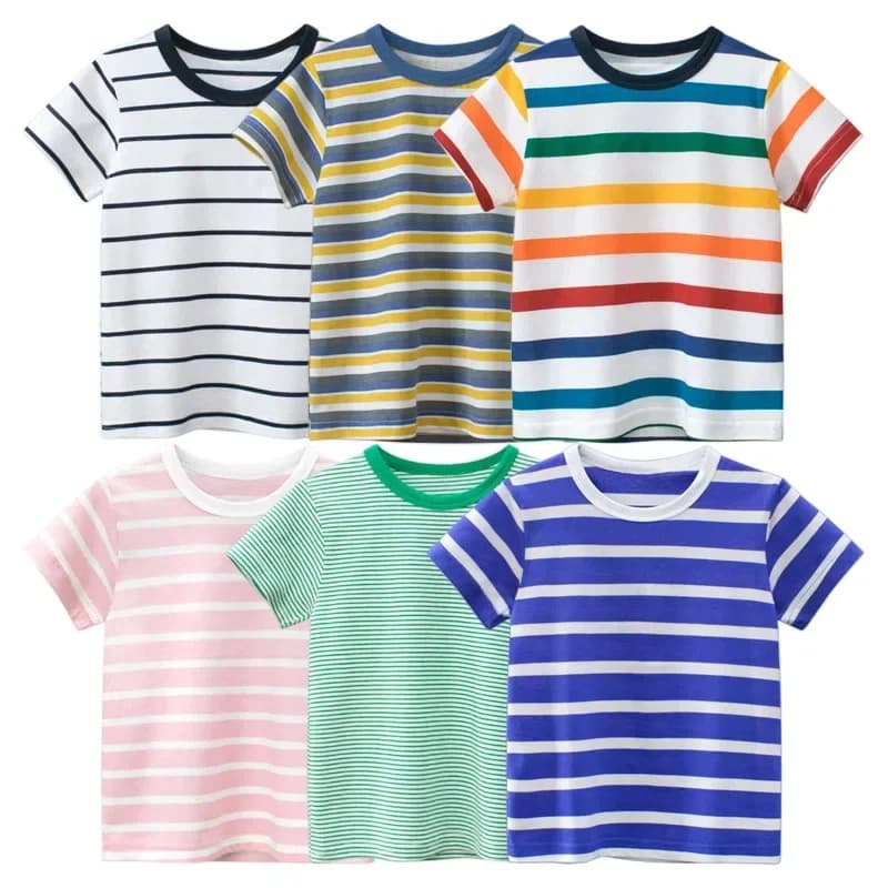 Brand New Children's Clothing Summer Boys Striped Short Sleeve Baby Clothes Kids Short Sleeve T-Shirt Cotton Tops Dropshipping
