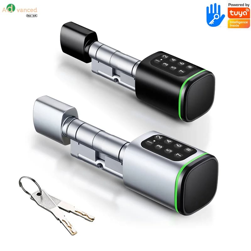 60+40 30+60 smart cylinder lock Physical button Alexa Google tuya ttlock BLE password Keypad Home hotel digital cylinder lock