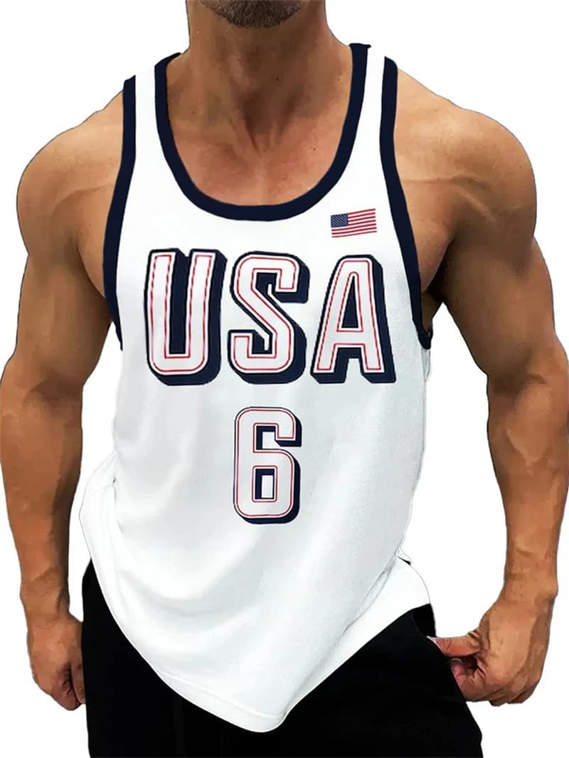 Team USA Basketball Vest Men's Basketball Tank Tops Sports Fitness Casual Breathable Sleeveless Graphic Shirt Fashion Men Vest