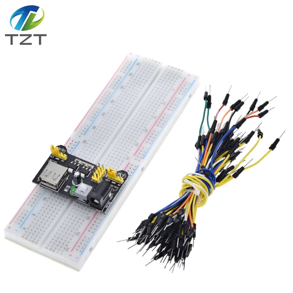 TZT MB102 Breadboard Power Module+MB-102 830 Points Solderless Prototype Bread Board kit +65 Flexible Jumper Wires