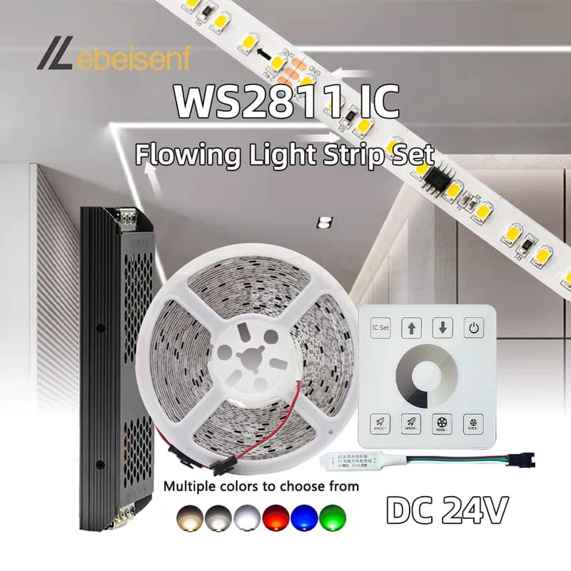 10M Kit WS2811 2835SMD 24V DC Running Water LED Strip Flowing Light Wireless Controller Flexible Lamp Ribbon 120Leds/M IP20 SMPS