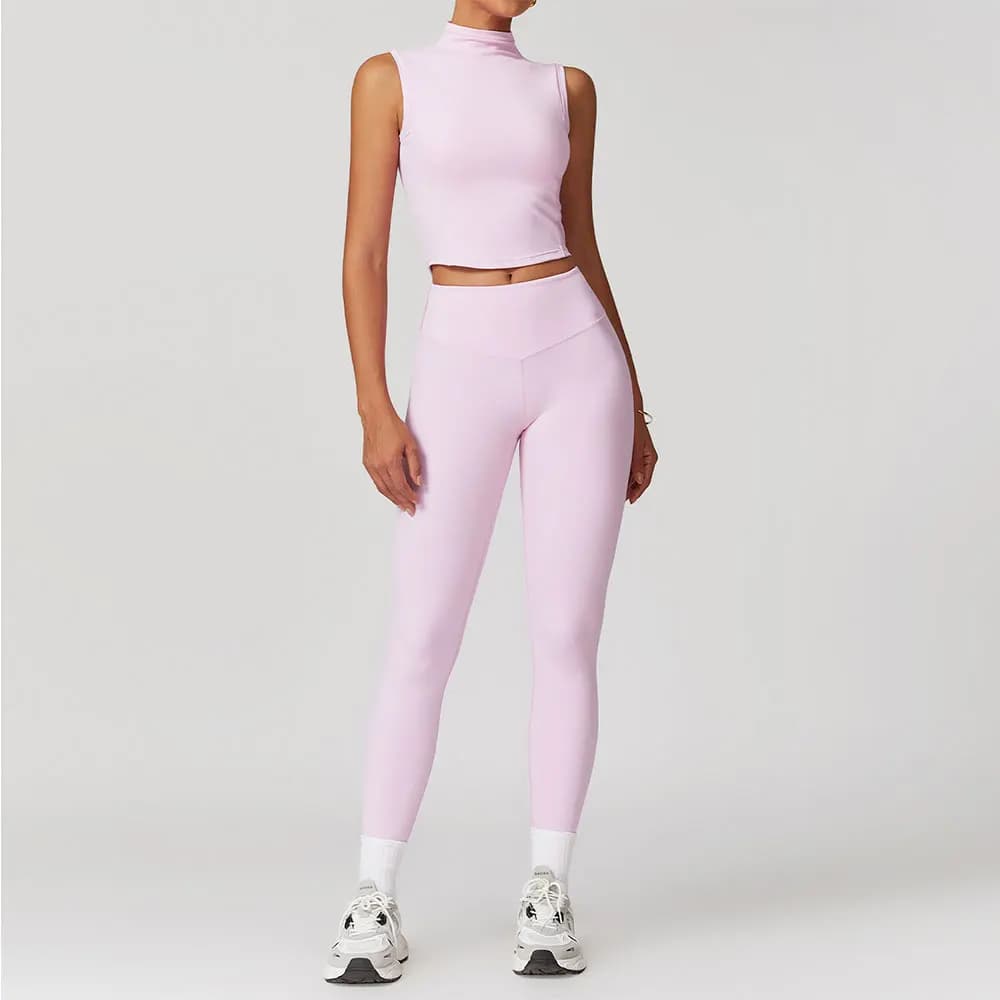 mikeyoga Yoga Set 2 Pieces Gym Clothes Sportswear Yoga Suits For Women Fitness Short Sleeved Tracksuits Sports Bra Gym Leggings