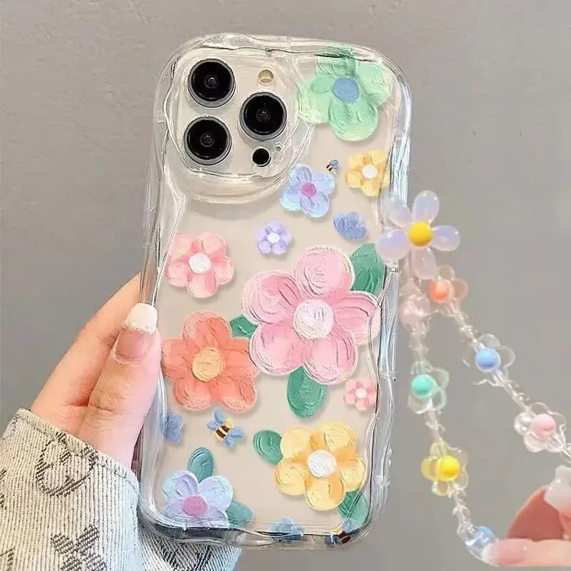 Flower Bracelet Chain Case For OPPO Reno 11 7 11F 8Z 7Z 8T 8 6 5 4 Pro A79 A98 A78 A58 A38 A18 R17 Find X3 Lite Soft TPU Shell