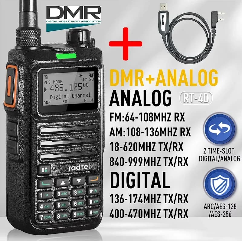 Radtel RT-4D Digital Walkie Talkie Dual Mode DMR /Analog Two Way Radio Dual Time Slot Ham Radio 1024 Channels