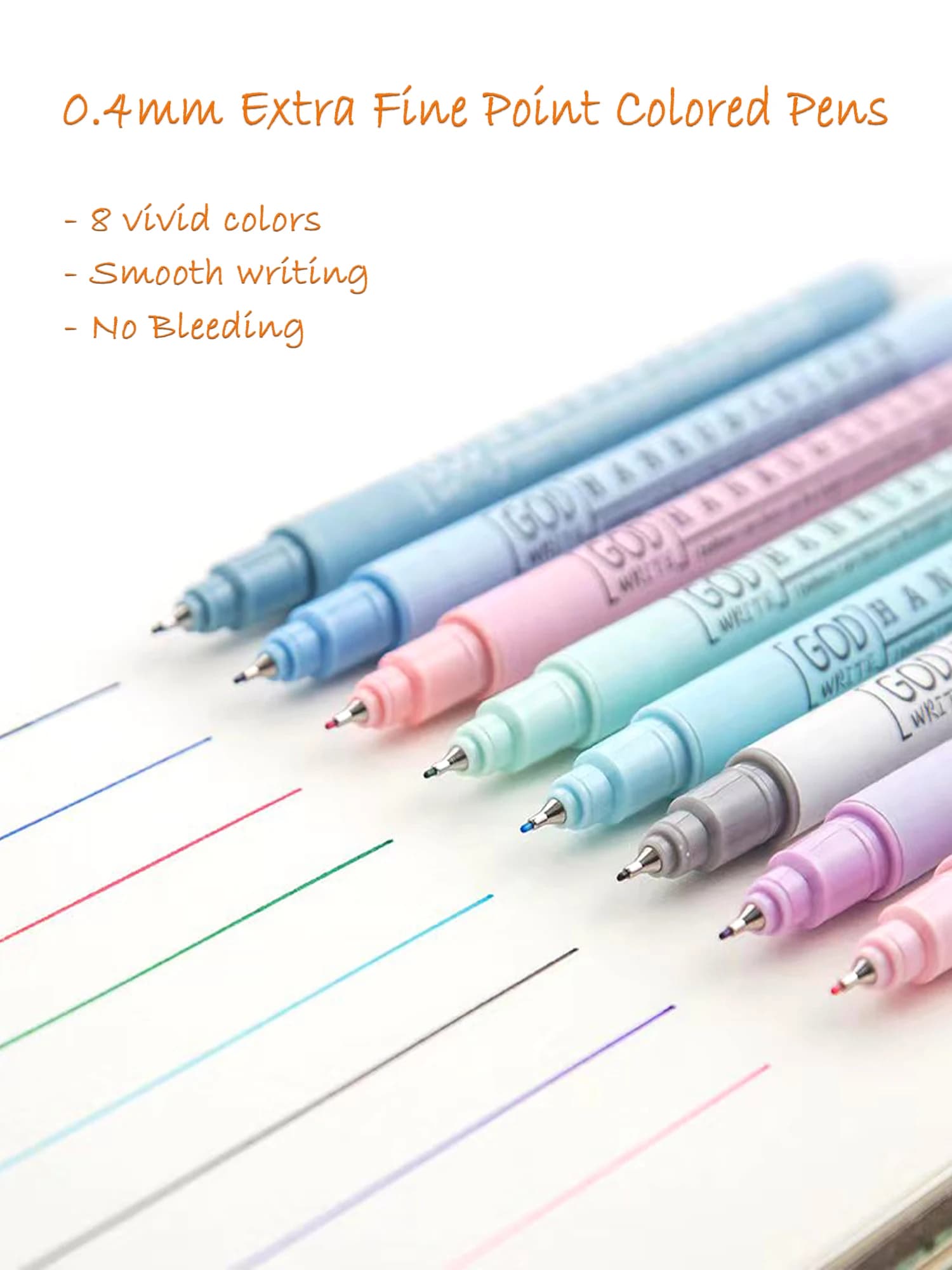 8 Colors 0.4mm Extra Fine Point Colored Pens Water-based Journal Planner Fineliner Pen for Journaling Note Taking Writing