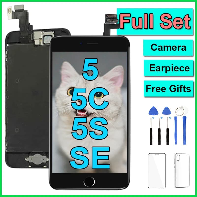 Display For iPhone 5 5C 5S SE 2016 LCD Screen Full Set Replacement Kit Touch Digitizer Complete Assembly+Front Camera+Home Key