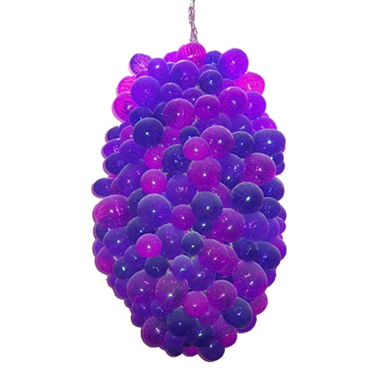 Designer Hand Blown Glass Bubble Chandelier Purple Colored Glass Ball Pendant Lamps 32 or 40 Inches