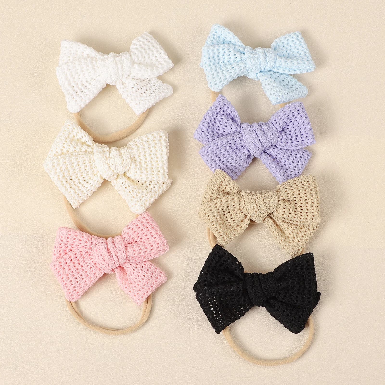 36pc/lot New Crochet Bow Nylon Headband Baby Girls Wool Knit Bow Nylon Elastic Headband,School Girl Hair Accessories Headwear