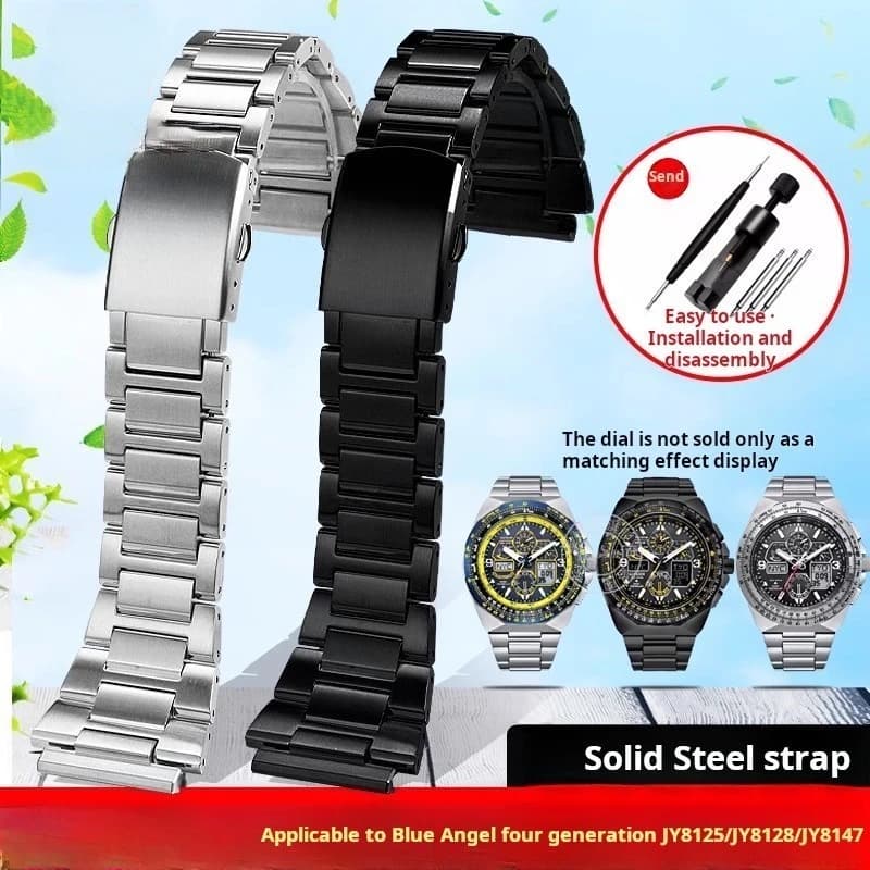 For CITIZEN Blue Angel Generation Jy8125 Jy8127 Jy8128 Jy8120 Convex 22mm Watchband Stainless Steel Watch Strap Men's Bracelet
