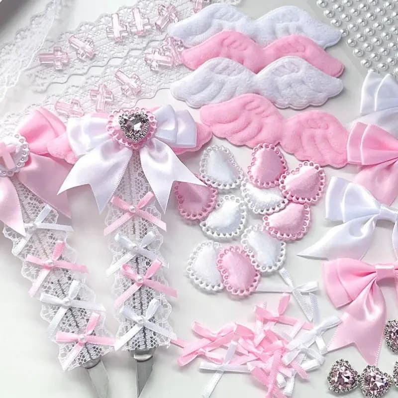 5/10pcs/pcak Pink White Bow Heart Packaging Material Card Cover DIY Decoration Ins Photocard Holder Material Accessories Gift