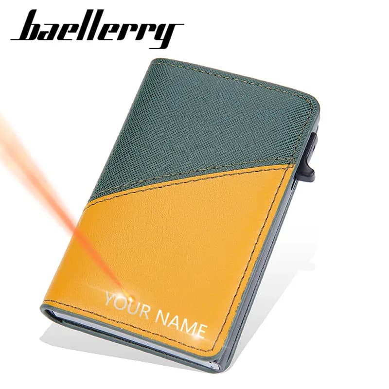 Baellerry New RFID Mini Men Wallets Name Customized Card Holder Brand Slim Male Wallet Luxury Short Men's Popup Purse