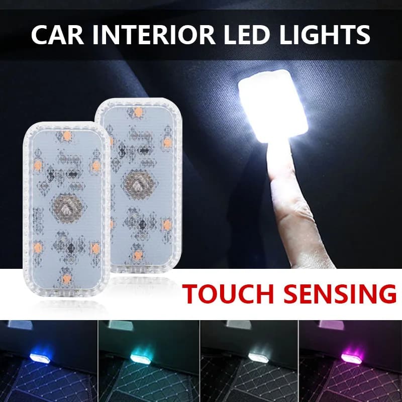 Mini Car Lighting LED Light Wireless Touch Light Interior Sensor Reading Lamp USB Charging Auto Roof Emergency Atmosphere Lamp