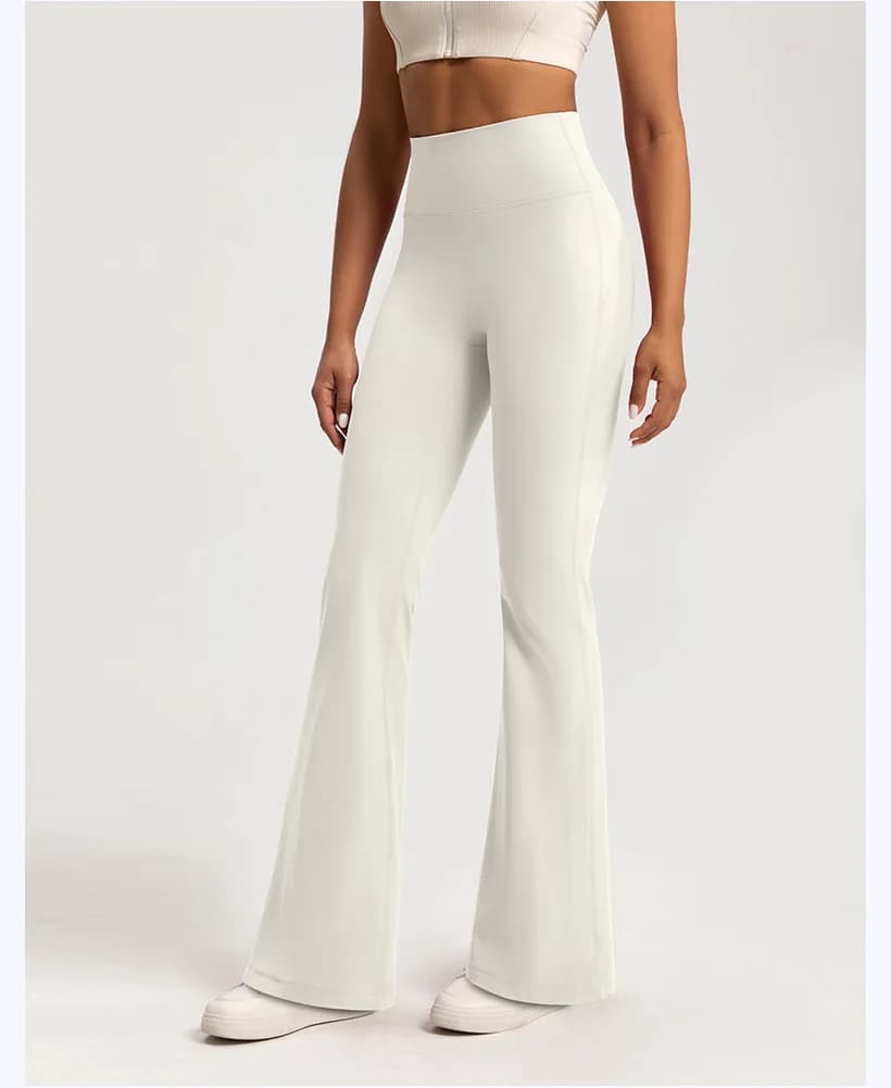 Autumn Winter Velvet Flared Pants Women High Waisted and Nude, Slimming Warm Wide Leg Pants Sports and Fitness Yoga Leggings