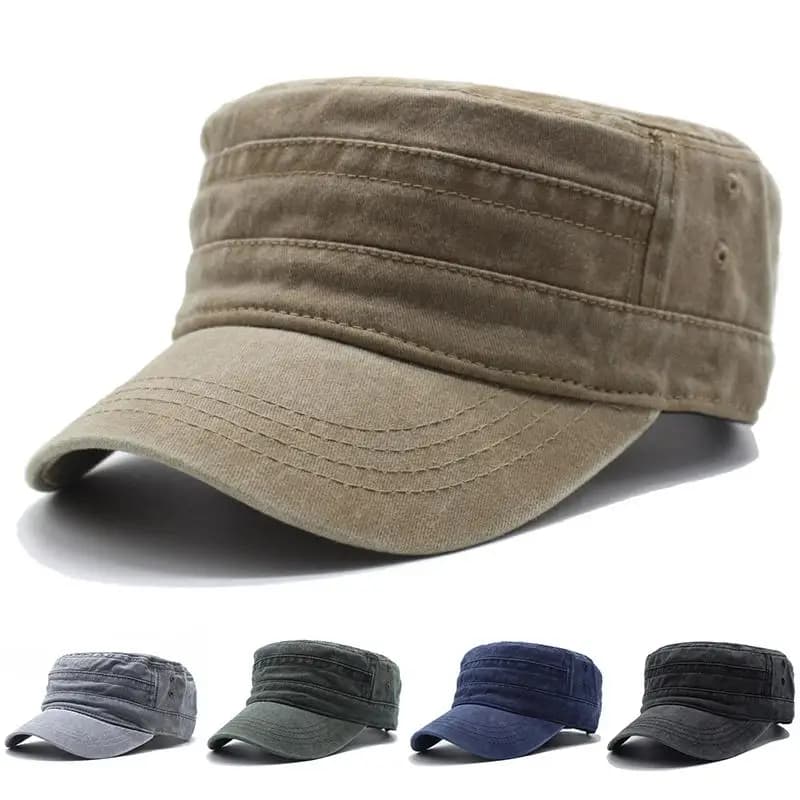 New Washed Cotton Flat Top Baseball Cap Adjustable Outdoor Fisherman Caps Women Men Cap Vintage Snapback Hats Bone Man Cap