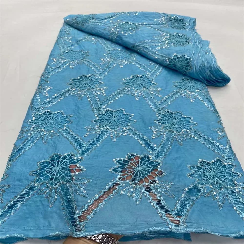 2024New African Nigerian French High Quality Hot Sale Velvet Lace Fabric With Beads Sequins Bride Party Wedding Embroiderg Dress