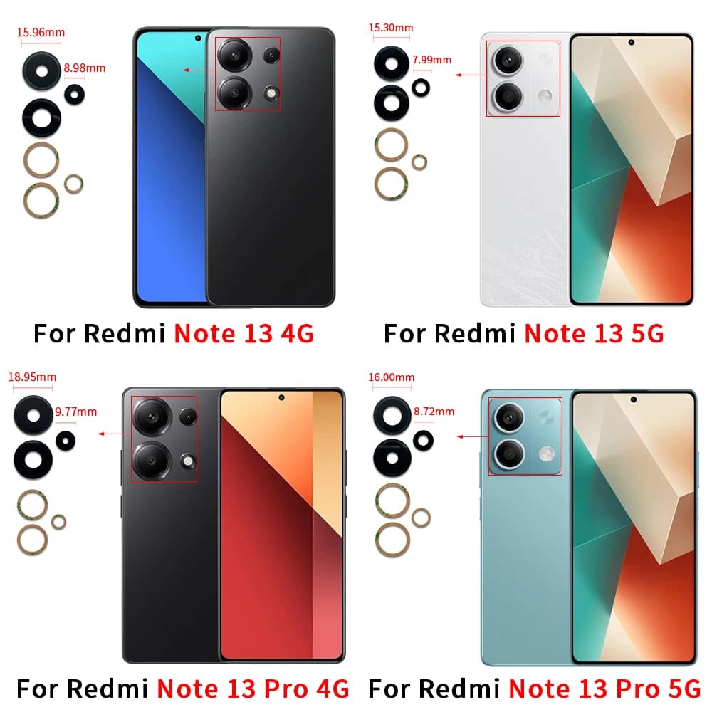 Top quality Rear Back Camera Glass Lens Cover For Redmi Note 13 Pro 4G 5G Plus With Ahesive Sticker