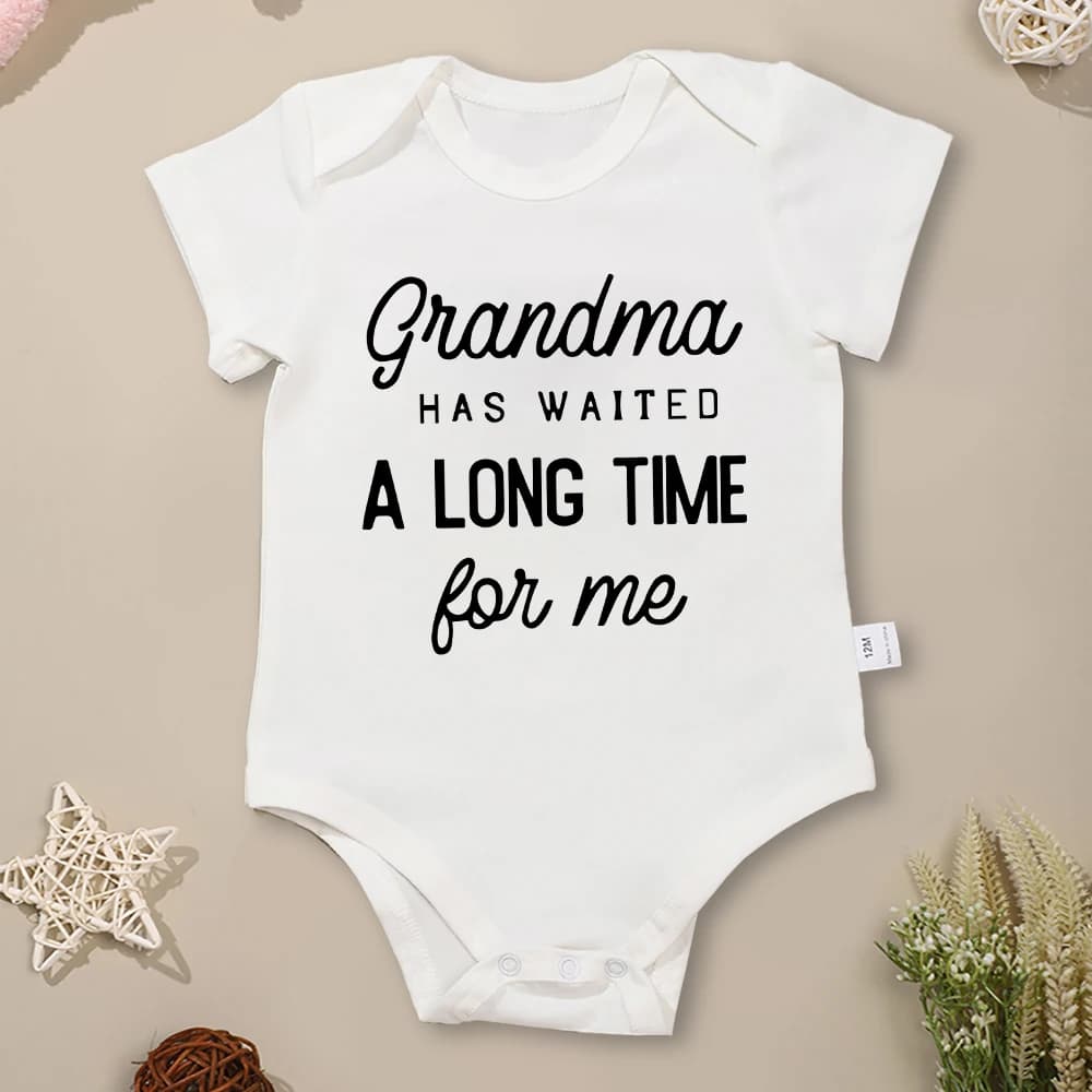 “Grandma Has Waited a Loing Time for Me” Newborn Girl Clothes High Quality Pure Cotton Fine Gift Baby Boy Bodysuit Dropship