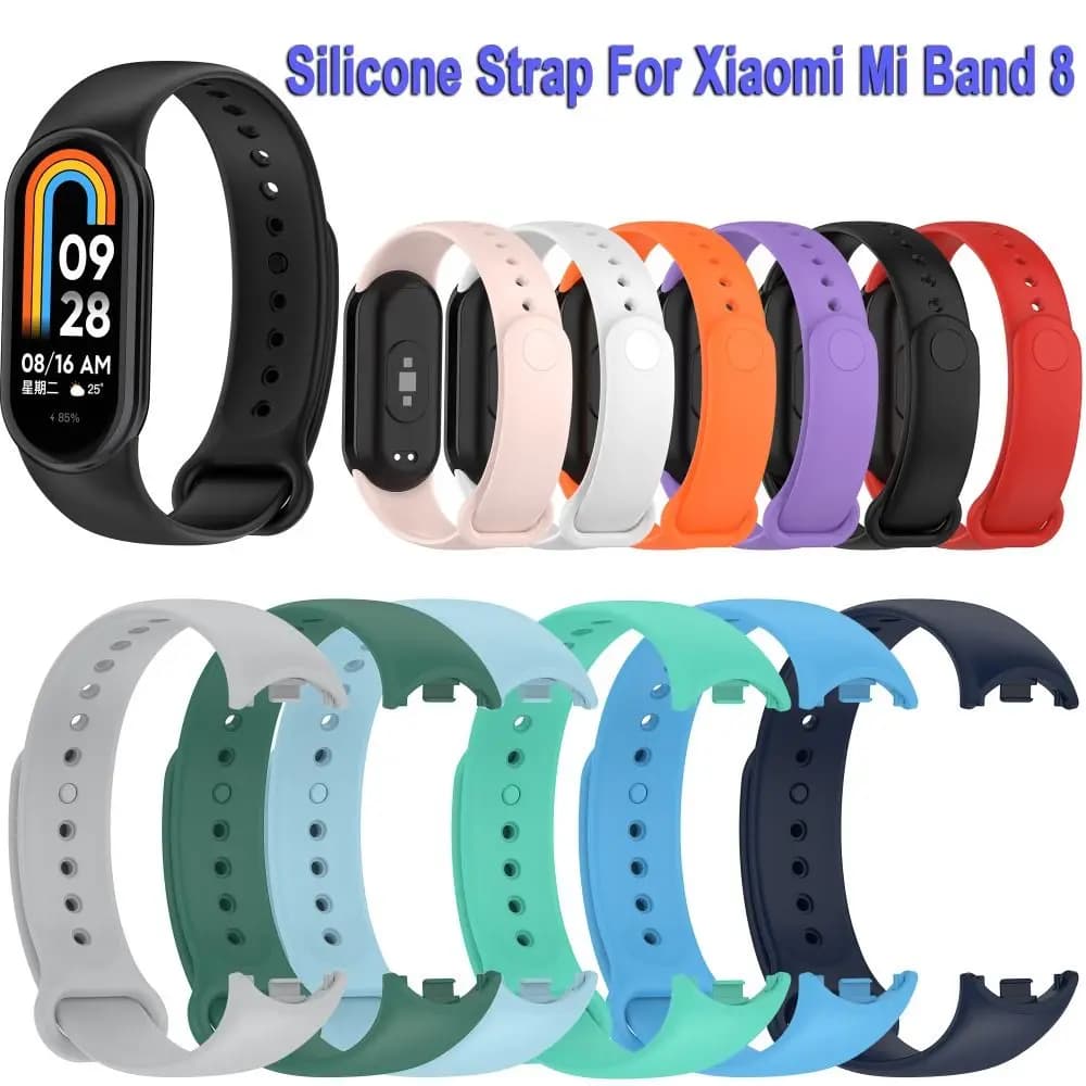 Colorful Silicone Strap For Xiaomi Mi Band 8 Strap Sport Watch Silicone Wristband Strap Bracelet Replacement Smart Accessories