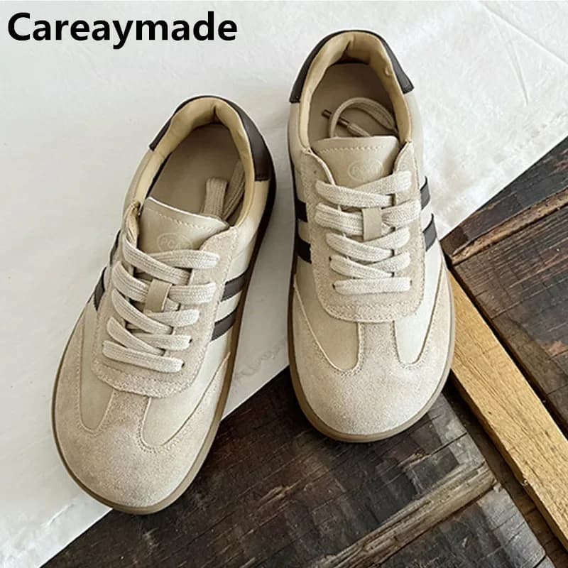 Careaymade-Genuine Leather big size women's shoes,Soft soled frosted shoes flat casual board shoes comfortable single shoes