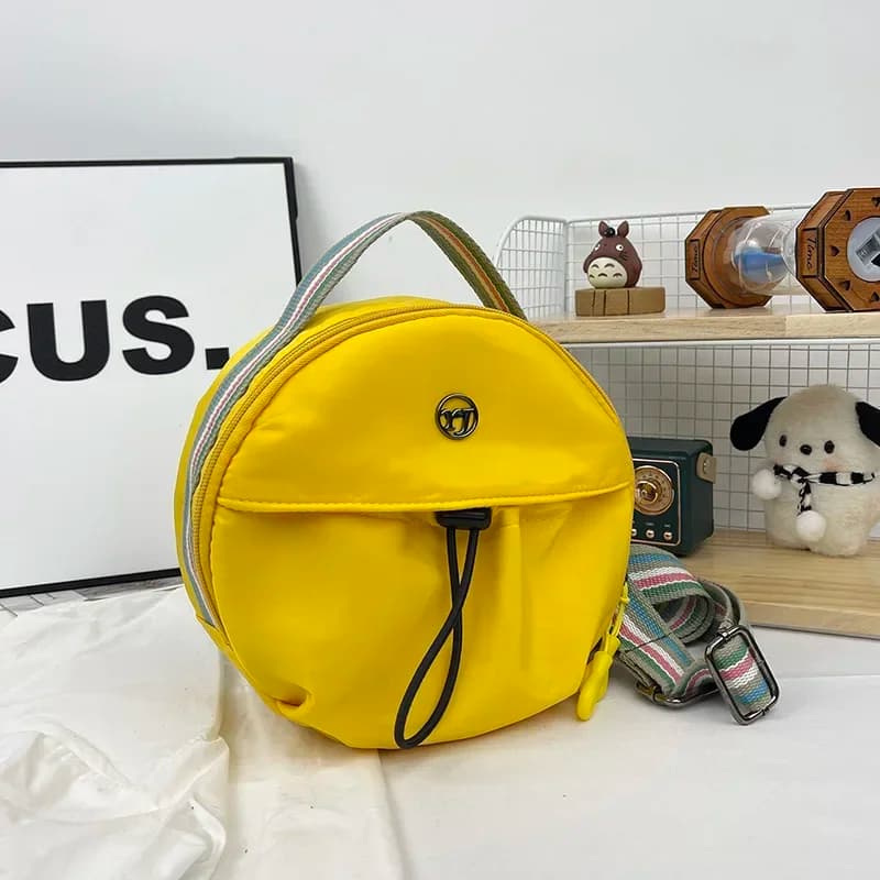 Nylon Zipper Puff Candy Round Cake Crossbody Bag Commuting Small Round Top-Handle Bags Hot Sale Versatile Messenger Shoulder Bag