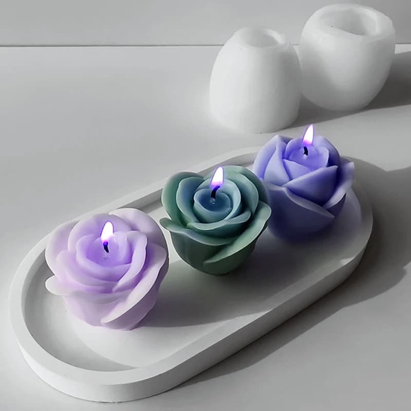 3D Rose Flower Silicone Candle Molds DIY Tulip Flower Soap Chocolate Cake Baking Mold Handmade Soap Gypsum Resin Crafts Casting
