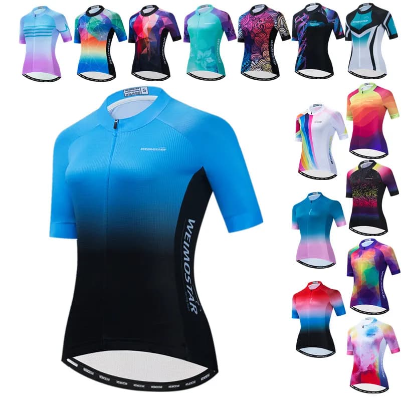 Blue Black Womens Cycling Jersey Pro Team Cycling Clothing Summer MTB Bike Jersey Breathable Bicycle Shirt Maillot Ciclismo