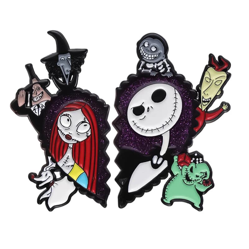 2pc/set Halloween Enamel Brooch The Nightmare Before Christmas Pins Clothes Backpacks Lapel Badges Fashion Accessories Gifts