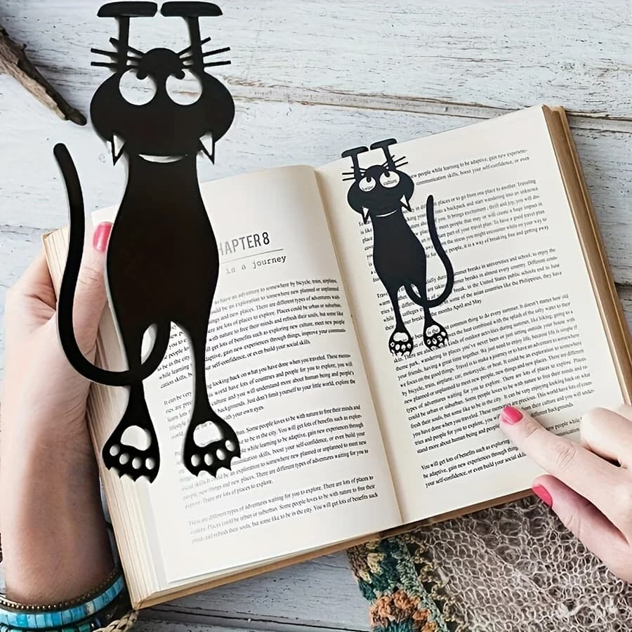 1-5pcs Acrylic hollowed-out bookmarks, creative hollowed-out black kitten hanging bookmarks, perfect gifts for reading lovers