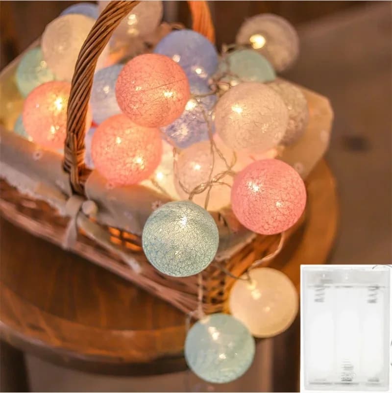 Cotton USB Balls 10/20/40 LED String Christmas Fairy Lights Novelty Lamp Chain for Home Outdoor Garland Wedding Party Decoration