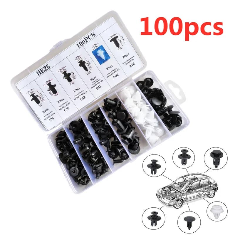 100pcs Auto Fastener Clip Car Fender Push Retainer Pin Rivet Bumper for Door Trim Panel Retainer, Bag Package Car Clips