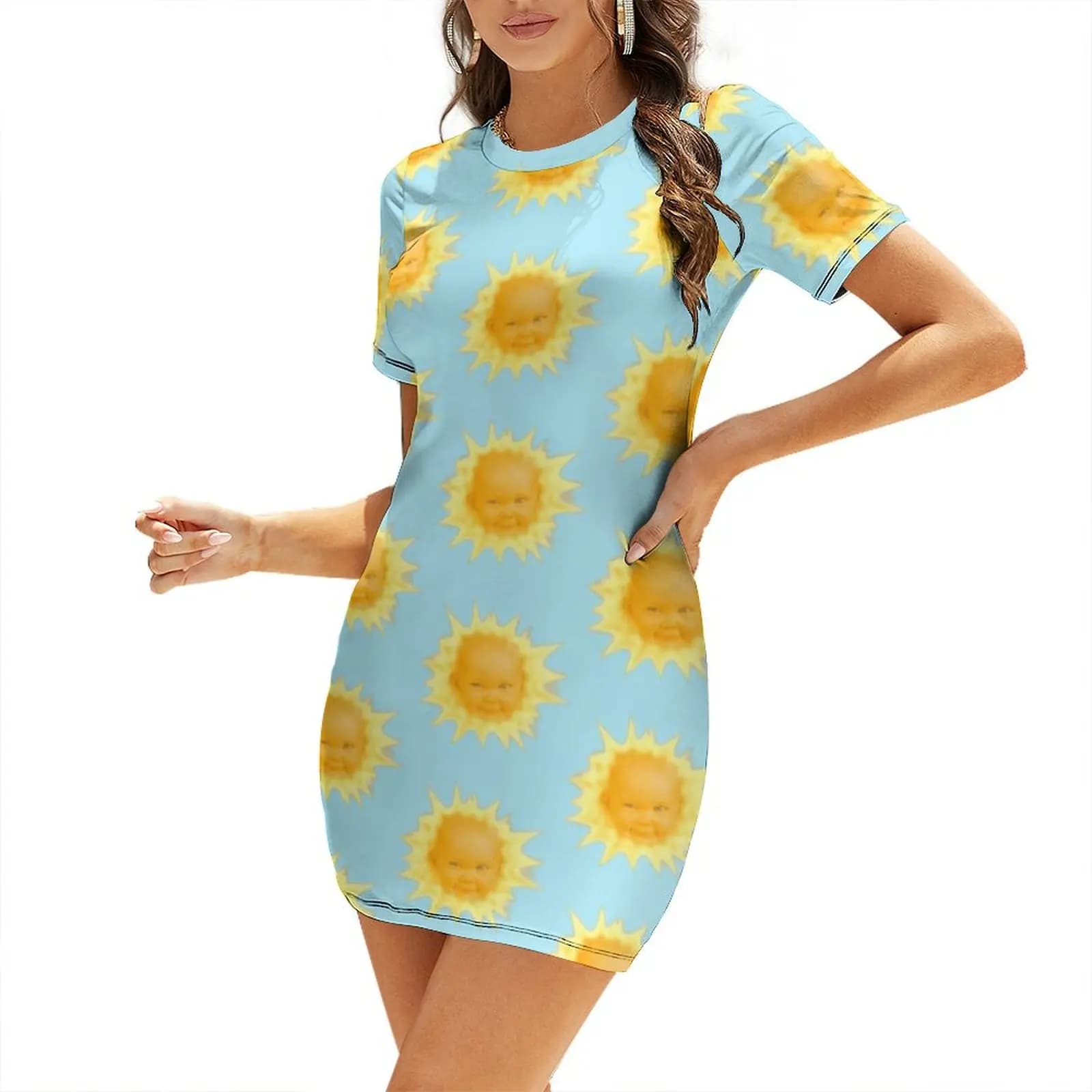 The sun baby Short Sleeved Dress Women's dress elegant and pretty women's dresses Dress