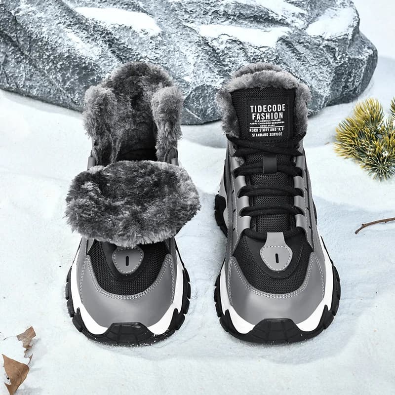 Fur Casual Sneakers Men Winter High Top Anti Slip Waterproof Cold Resistant Shoes Comfortable Lace Up Warm Sneakers for Men